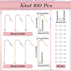 80Pcs 4 Styles 316 Surgical Stainless Steel Earring Hooks&nbsp;STAS-SC0008-15
