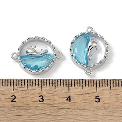 Brass Micro Pave Clear Cubic Zirconia Connector Charms&nbsp;KK-S367-17B