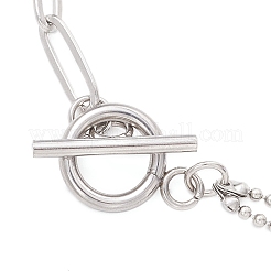 304 Stainless Steel Ball & Paperclip Chains Bracelets for Women&nbsp;BJEW-JB12716