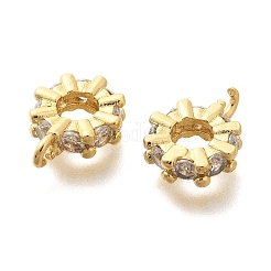 Flat Round Rack Plating Brass Micro Pave Cubic Zirconia Tube Bails&nbsp;KK-H508-09G