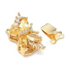 Brass Micro Pave Cubic Zirconia Butterfly Box Clasps&nbsp;KK-H526-12G