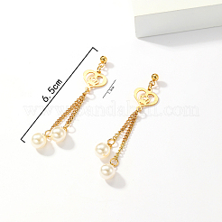 Retro Heart Tassel 201 Stainless Steel Stud Earrings&nbsp;LE0057