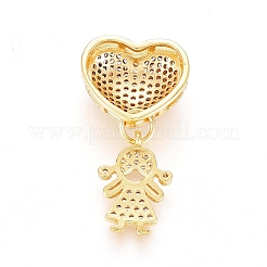 Brass Micro Pave Clear Cubic Zirconia Pendants&nbsp;ZIRC-L093-04G