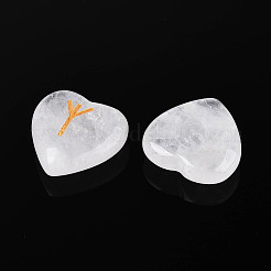 25Pcs Natural Quartz Crystal Heart Rune Stones with Elder Futhark Alphabet Engraved&nbsp;G-T144-02C