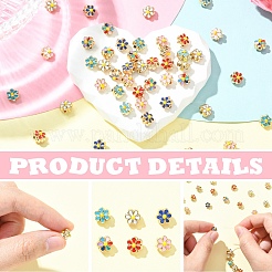 30Pcs 6 Colors Light Gold Tone Alloy Enamel Beads&nbsp;ENAM-YW0008-31
