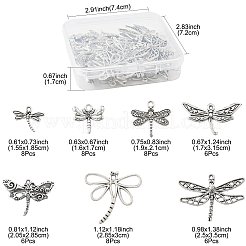 50Pcs 7 Styles Tibetan Style Alloy Dragonfly Pendants&nbsp;TIBEP-FS0001-43