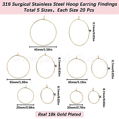 100Pcs 5 Size 316 Surgical Stainless Steel Wine Glass Charms Rings&nbsp;STAS-SC0007-24