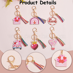 6Pcs 6 Styles Valentine's Day Wooden Keychain&nbsp;KEYC-SP0001-07