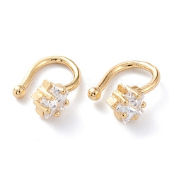 Brass Micro Pave Clear Cubic Zirconia Cuff Earrings&nbsp;EJEW-H109-02G
