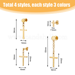 24Pcs 12 Style Stainless Steel Cross Stud Earrings with 304 Stainless Steel Pins for Women Men&nbsp;EJEW-FI0002-06