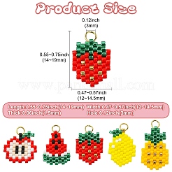 5Pcs 5 Styles Glass Seed Beaded Pendants&nbsp;PALLOY-CJ00126