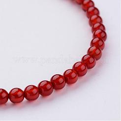 Natural Carnelian(Dyed & Heated) Beaded Stretch Bracelets&nbsp;BJEW-JB02459-03