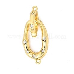 Rack Plating Brass Micro Pave Clear Cubic Zirconia Fold Over Clasps&nbsp;KK-K392-48G