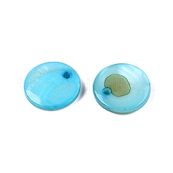 Natural Freshwater Shell Dyed Flat Round Charms&nbsp;SHEL-N036-10