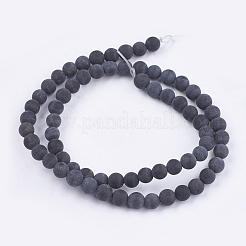 Natural Black Stone Bead Strands&nbsp;X-G-R193-01-8mm