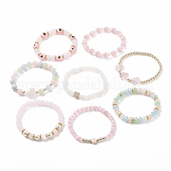 8Pcs 8 Style Mixed Gemstone & Shell Pearl & Cat Eye Stretch Bracelets Set&nbsp;BJEW-JB08782