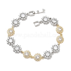 Brass Micro Pave Clear Cubic Zirconia Link Chain Bracelets for Women&nbsp;BJEW-C156-06B-GP