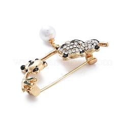 Double Panda Alloy Enamel Brooch&nbsp;JEWB-C037-16G