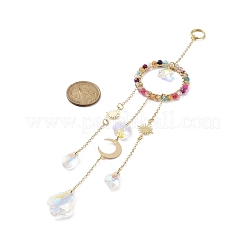 Natural Agate Woven Net/Web with Feather Window Hanging Suncatchers&nbsp;HJEW-JM00852-04