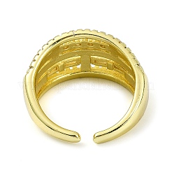 Brass with Cubic Zirconia Open Cuff Ring&nbsp;RJEW-B051-09G