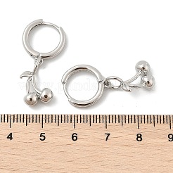 Brass Cherry Hoop Earrings&nbsp;EJEW-M077-19P-03