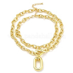 2Pcs 2 Styles Golden Aluminum Pendant Necklaces Set&nbsp;NJEW-P289-02B-G