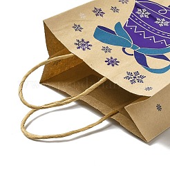 Christmas Theme Blue Printed Kraft Paper Tote Bags with Handles&nbsp;ABAG-B006-04C