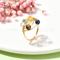 Copper Wire Wrapped Vortex Finger Ring&nbsp;RJEW-TA00101-01