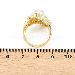 Brass Micro Pave Cubic Zirconia Finger Rings for Women&nbsp;RJEW-D340-02G-10