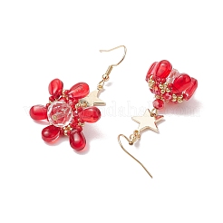 Star Glass Seed Beads Dangle Earrings&nbsp;EJEW-MZ00428-02