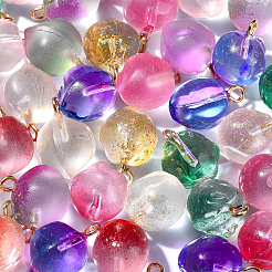 50Pcs Transparent Spray Painted Glass Peach Pendants&nbsp;GLAA-CJ0002-24