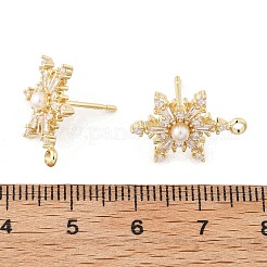 Brass Micro Pave Cubic Zirconia Stud Earring Findings&nbsp;KK-K371-34G