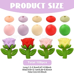 108Pcs 14 Styles Silicone Beads&nbsp;SIL-YW0002-68