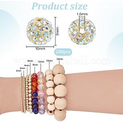 200Pcs Pave Disco Ball Beads&nbsp;RB-PH0001-50B