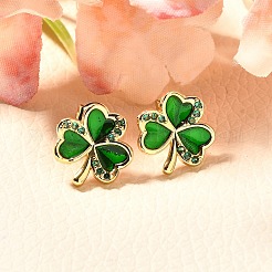 Clover Brass Micro Pave Cubic Zirconia Stud Earring&nbsp;EJEW-C126-01G