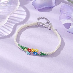 Flower Glass Seed Beads Beaded Bracelets&nbsp;BJEW-JB10706
