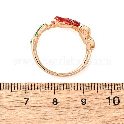 Zinc Alloy Enamel Open Cuff Rings for Women&nbsp;RJEW-U058-01G