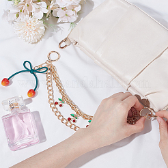 1Pc Zinc Alloy with Resin and PU Leather Dark Red Cherry Purse Decorative Chains&nbsp;AJEW-SC0002-99B