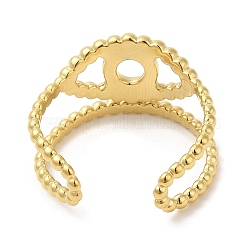 304 Stainless Steel Hollow Evil Eye Open Cuff Ring for Women&nbsp;RJEW-I098-09G