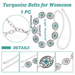 Resin Beaded Flower Link Chains Waist Belts&nbsp;AJEW-WH0368-04AS