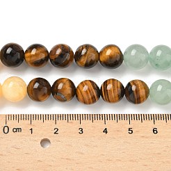 Chakra Natural Red Jasper & Yellow Jade & Green Aventurine & Tiger Eye & Sodalite & Amethyst Beads Strands&nbsp;X-G-NH0002-E02-10mm