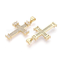 Religion Brass Micro Pave Clear Cubic Zirconia Pendants&nbsp;KK-T080-42G