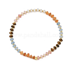 Opalite & Cherry Quartz Glass & Natural Tiger Eye & White Jade Rondelle Beads Stretch Bracelets for Women&nbsp;BJEW-JB14235-01