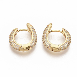 Brass Micro Pave Clear Cubic Zirconia Hoop Earrings&nbsp;EJEW-S208-064