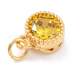 Real 18K Gold Plated Brass Inlaid Cubic Zirconia Charms&nbsp;ZIRC-L100-081G-02