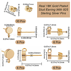 24Pcs 4 Styles Brass Stud Earring Findings&nbsp;KK-BBC0021-70