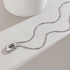 1pc Brass Chain with Alloy Letter Pendants Necklaces&nbsp;NJEW-LP0001-41C-P