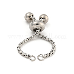 Non-Tarnish Adjustable 304 Stainless Steel Box Chain Slider Bracelet Making&nbsp;MAK-L038-001P-01