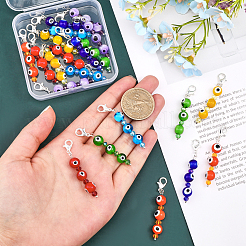7 Chakra Handmade Lampwork Evil Eye Beaded Pendant Decorations&nbsp;AJEW-CA0003-48