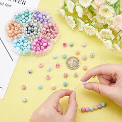 175Pcs 7 Colors Opaque Baking Paint Crackle Glass Beads&nbsp;EGLA-FH0001-15